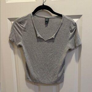 Wild Fable Ribbed V-neck T-shirt Grey size S